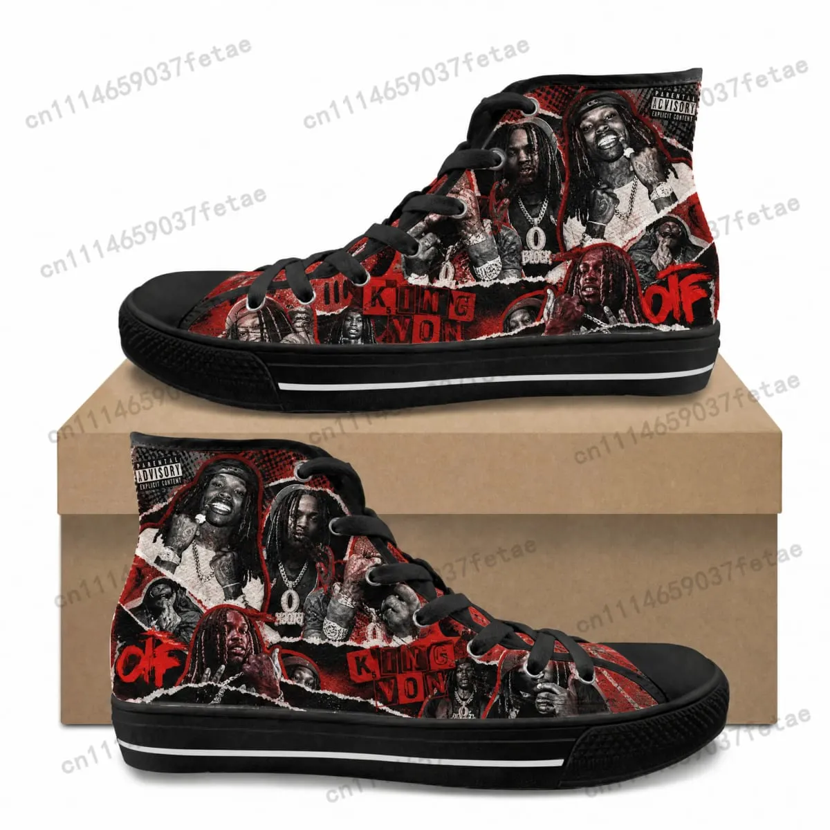 King Von High Top High Quality Sneakers Teenager Canvas Sneaker Mens Womens Ghana Hiking Casual Custom Shoes