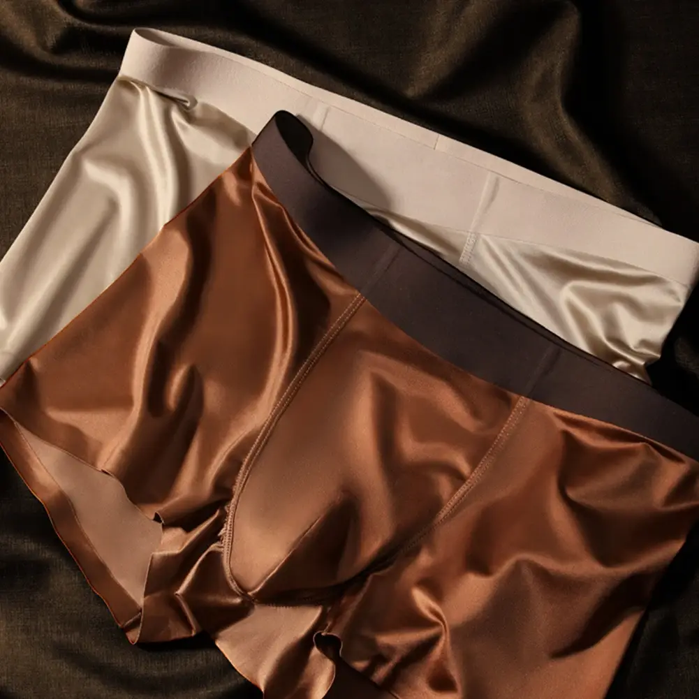 1 pezzo boxer da uomo senza cuciture mutandine sul cavallo traspiranti boxer in seta di ghiaccio comodi slip intimi da uomo in raso — image 6