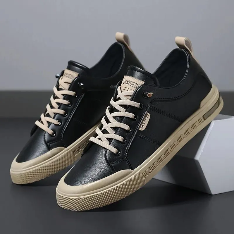 New Men's Low-Top Leather Sneakers Soft Durable White Casual Shoes Trendy Versatile Skate-Inspired Footwear Custom Casual Shoes — image 2