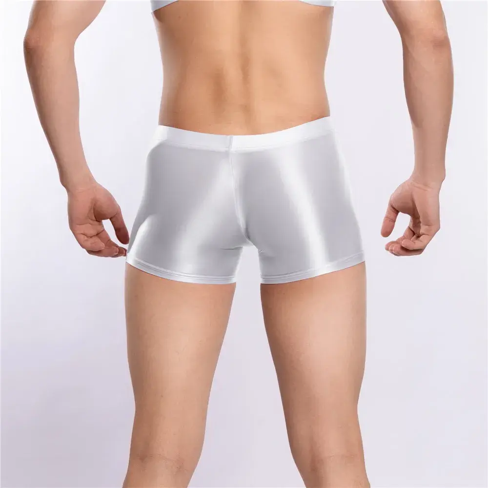 Sexy Men Hot Short Panties U Bulge Pouch Boxer Oil Shiny Glossy Smooth Lingerie Candy Color Underwear Breathable Briefs