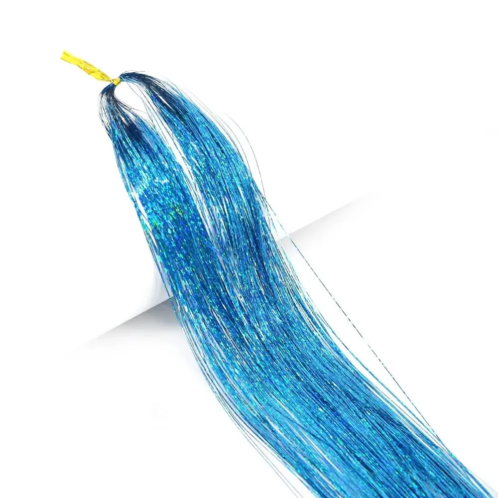 Sparkle Shiny synthetic Hair Tinsel Hair Extensions Dazzles Women Hippie for Braiding Headdress Hair Braiding Tools Long 120cm