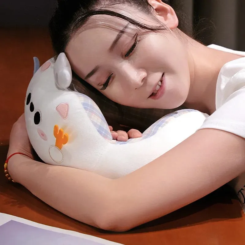 Hump Pillow Adult Children Travel Pillow Soft Short Plush Cartoon Portable Outdoor Nap Flight Neck Pillow Nursing Cushion
