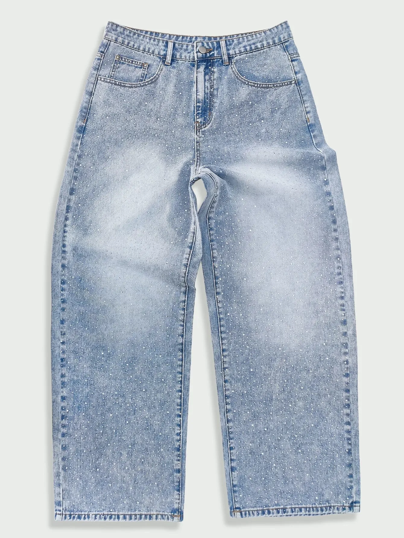 Men's Jeans Street Loose Printed Denim Trousers Hip Hop Going Out Hot Diamond Rhinestone Wide Leg Pants Y2K Clothing
