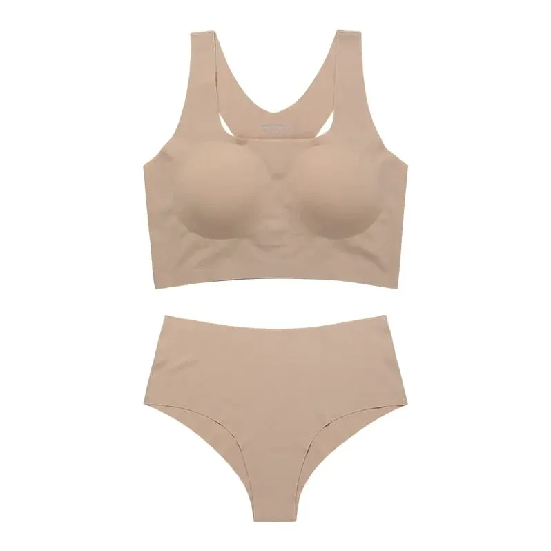 Hot Sale Women Wireless Bra Custom Bra And Shorts Sets Senza Cuciture Removeable Padded Seamless Women Bra And Panties Set