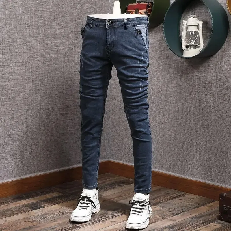 Fashion Designer Men Jeans Retro Gray Stretch Slim Ripped Jeans Panlalaking Elastic Pantalon Vintage Casual Denim Pencil Pantalon Hombre — image 13