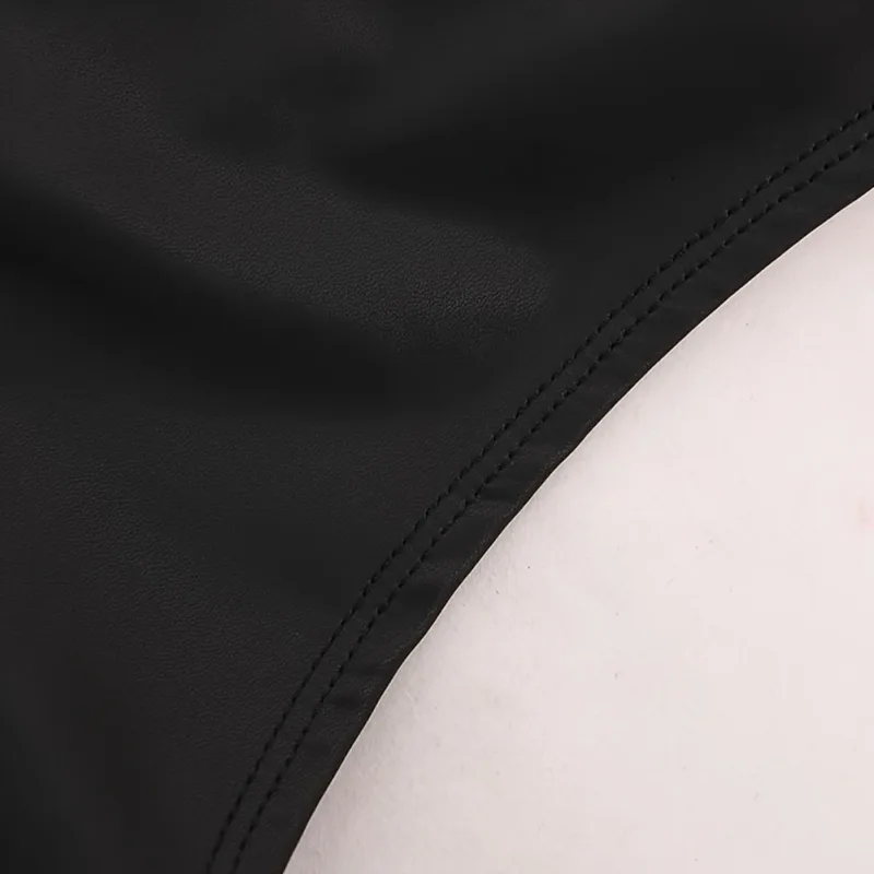 Men Faux Leather Shorts Thongs Button T Crotch Low Rise Very Hot Lingerie Sissy G-String T-Back Brief Underwear Men's Clothing