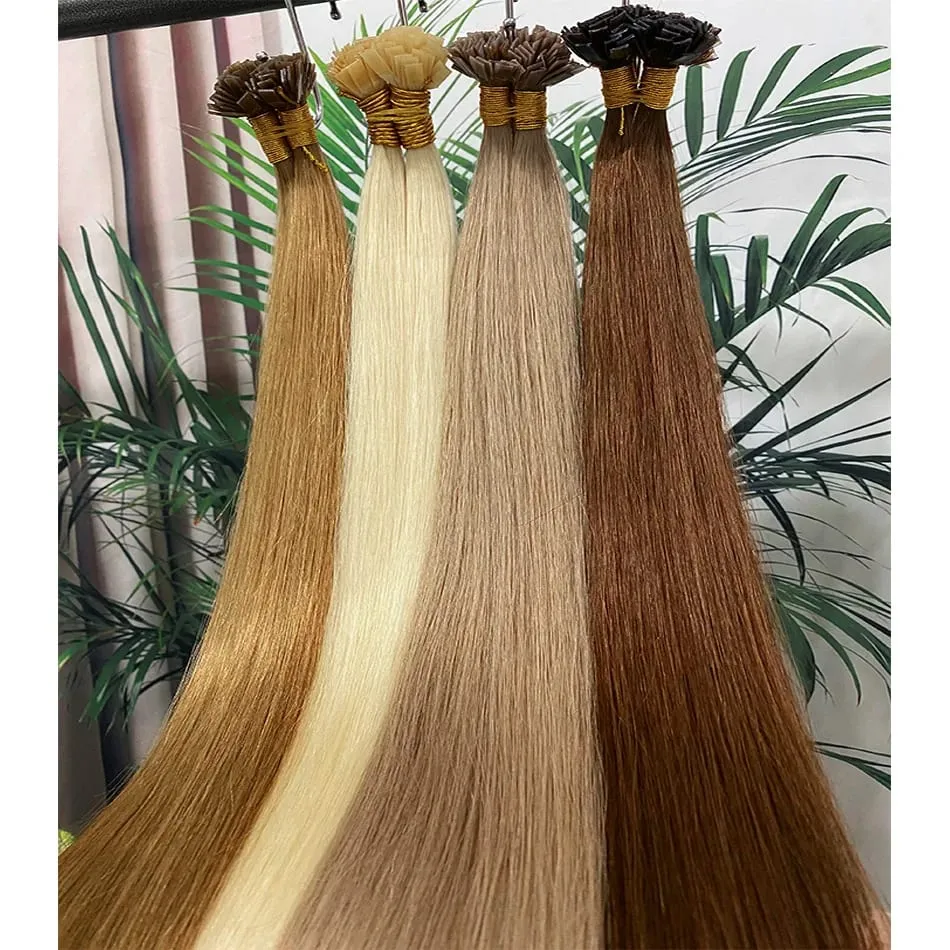 Natural 613 Blond Colored Straight Human Hair Extension 100g Strand Fusion Flat Tip Keratin Capsules for Hair Extensions 30Inch