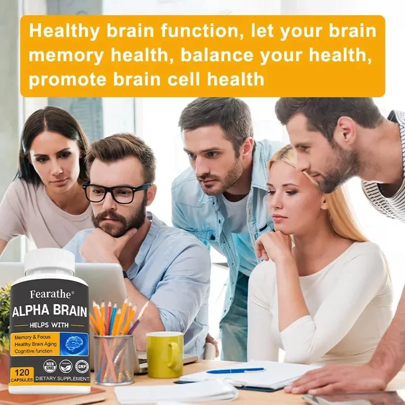 Alpha Brain Nootropics תוסף מוח לגברים ולנשים - זיכרון בהירות נפשית וקוגניציה עם ויטמין B6 Focus Capsules