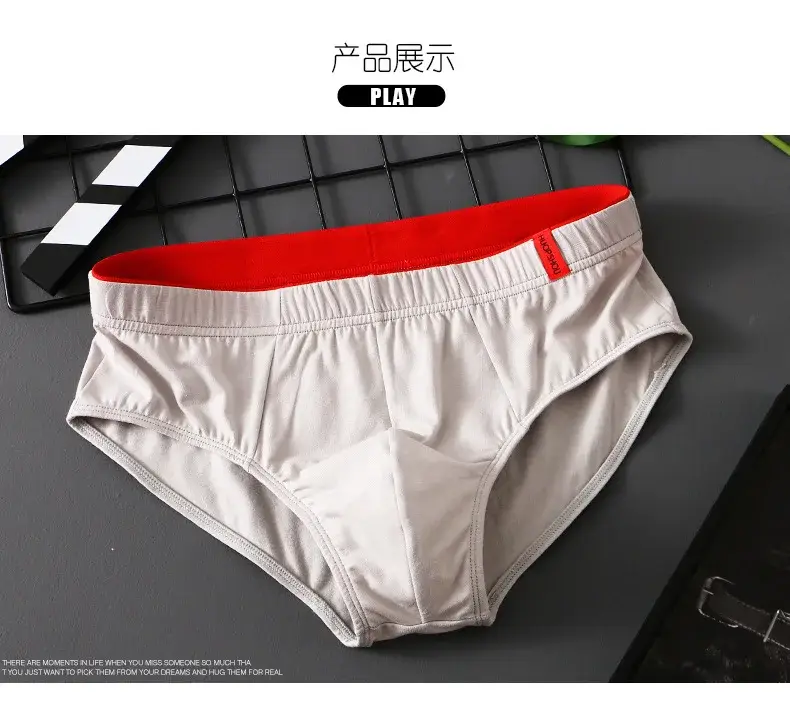Celana Dalam Katun Solid Celana Dalam Kantung Cembung Pria Pakaian Dalam Fasion Remaja Pakaian Dalam Nyaman Pria Bersirkulasi Rendah Warna Solid