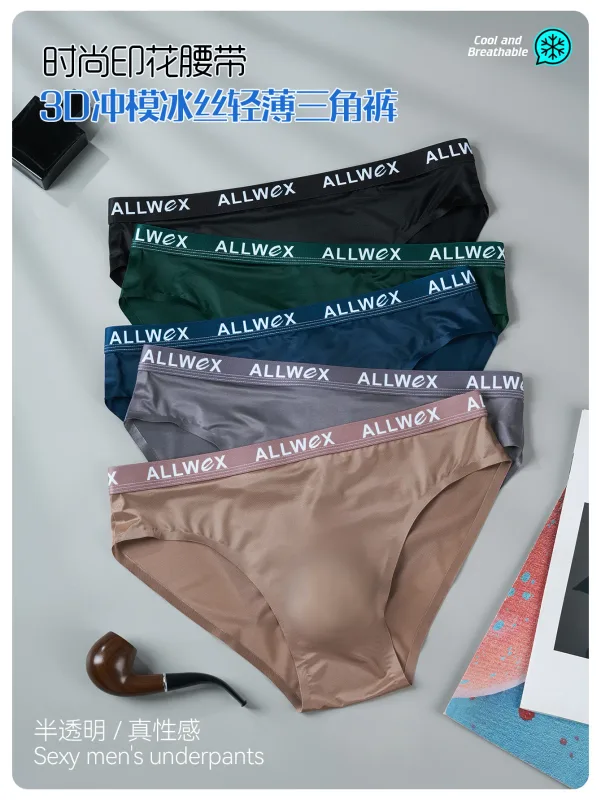 Ice Silk Seamless Briefs for Men Sexy Smooth Underwear 3D Pouch Underpants Comfortable Lingerie Panties Male Low Rise Knickers
