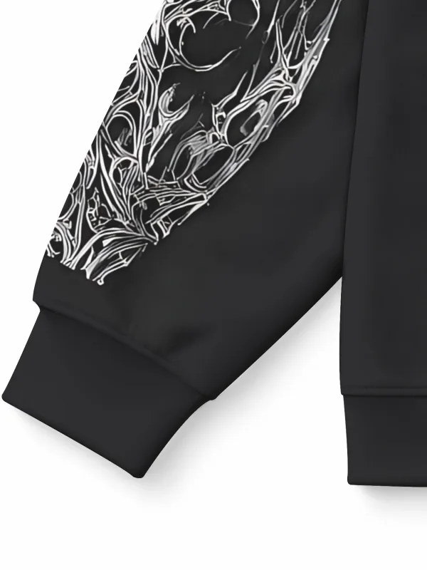 Men's winter-spring hooded sweatshirt with skull pattern for casual roller skating hip-hop streetwear