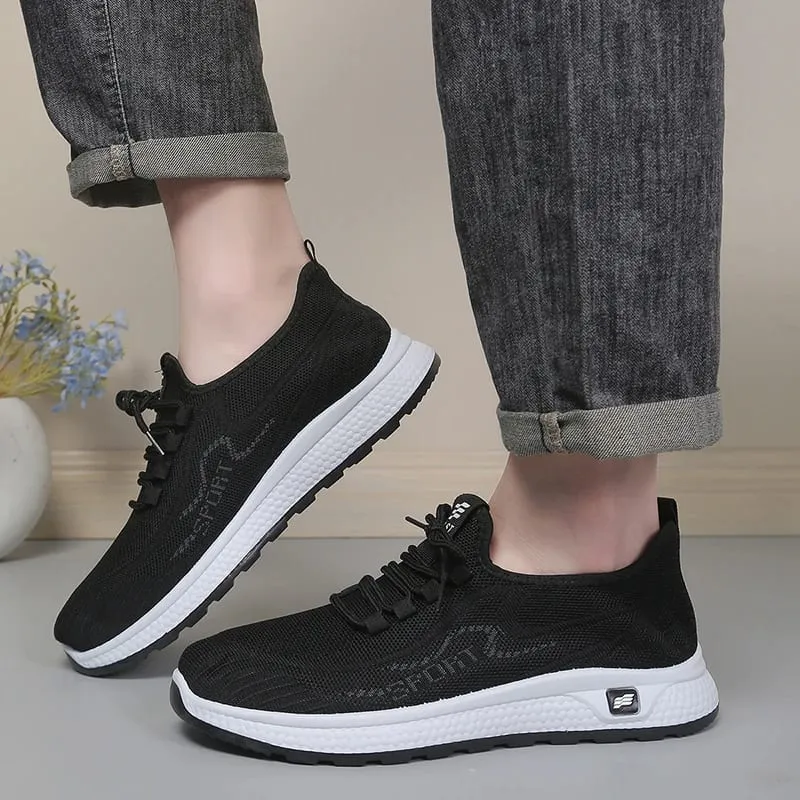 Tênis esportivo de malha respirável masculino, sapatos de caminhada confortáveis ​​e leves, calçados esportivos casuais para uso diário