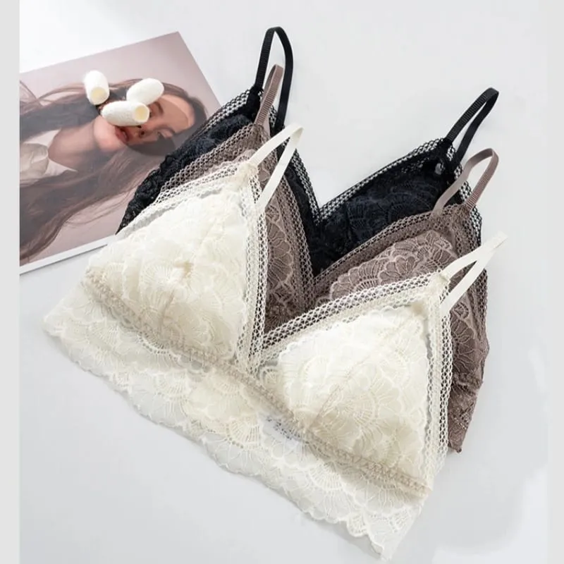 Birdtree Real Silk Bra Brief Set Women Triangle Cup Underwear Low Waist Brief Lace Elegant Sets 2026 Spring New A61815JF