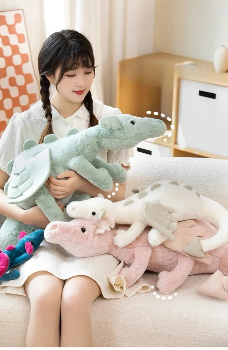 Blue Dragon Plush Toy Cute Soft Stuffed Animal with Colorful Spikes Wings Kids Birthday Gift Home Decoration Comfort Companion