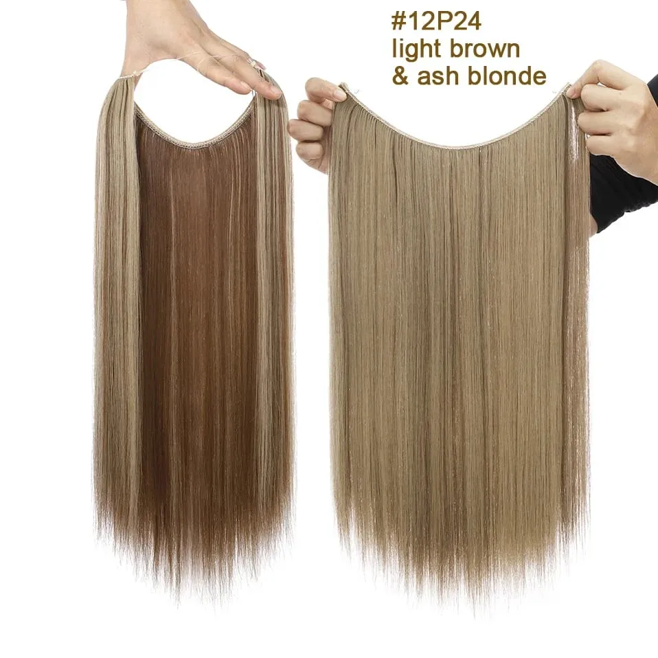 Syntetické Bez klipů Přírodní Prodlužování vlasů Ombre Černá Blond Jednodílný Dlouhý Rovný Neviditelný Drát Umělý Umělý Vlas