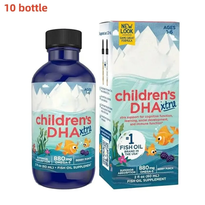 Kids DHA Omega 3 Fish Oil Liquid Berry Flavor Daily Nutrition Supplement Easy to Take Omega 3 Formula for Children 60ml
