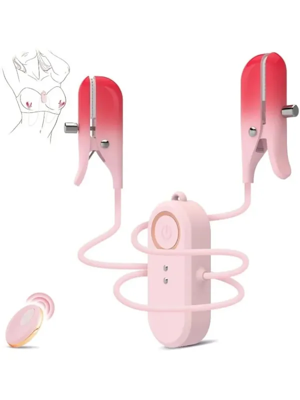 สีชมพูสวมใส่หัวนม CLAMP Vibrator สำหรับผู้หญิง 2 ใน 1 Clitoris CLAMP Stimulator ของเล่นสำหรับผู้ใหญ่คู่นวดอายุการใช้งานแบตเตอรี่ยาวนาน
