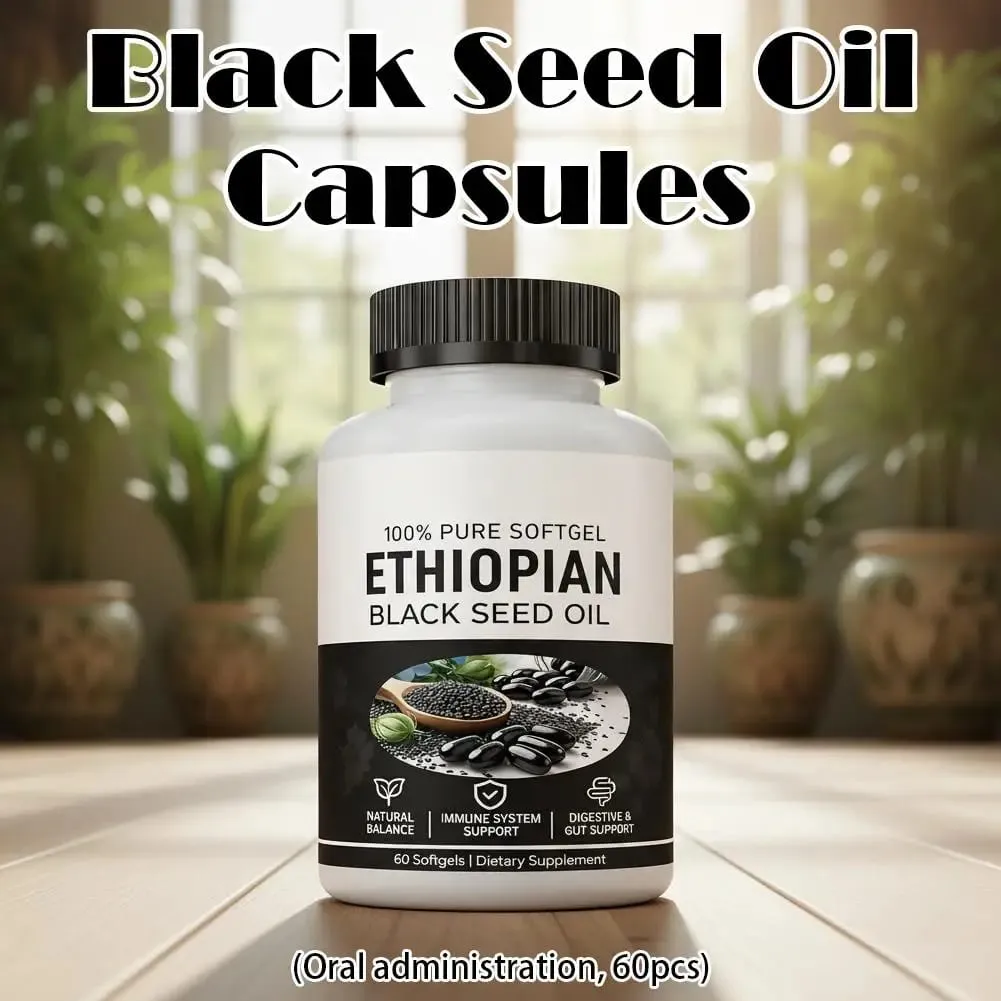 60 Capsules Bottle Black Seed Oil Supports Immune Joint Digestive Hair Skin Health Non-GMO Gluten Colon Cleansing Supplement