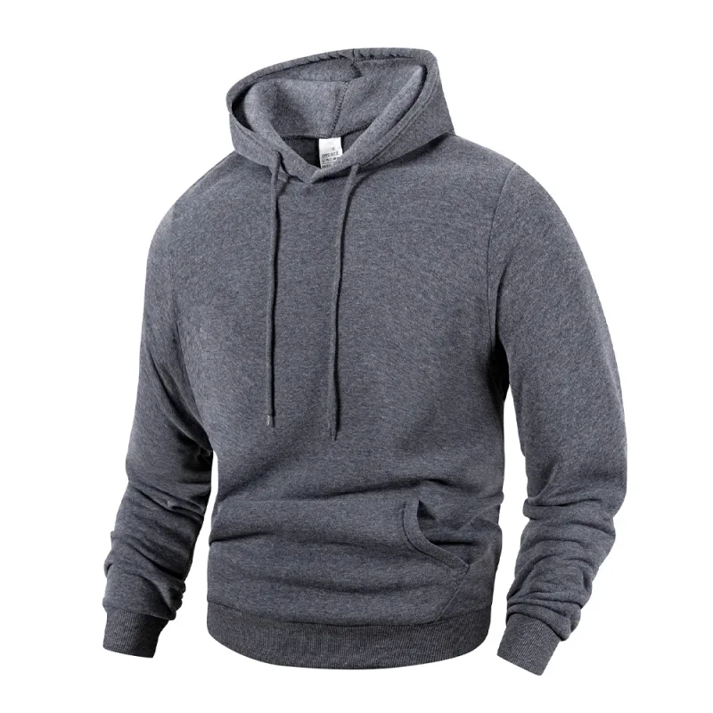 Herre Casual Thicken Hættetrøjer Efterår Vinter Langærmet Pullover Mode Løs Ensfarvet Sweatshirt Forår Varm Udendørs Hættetrøje