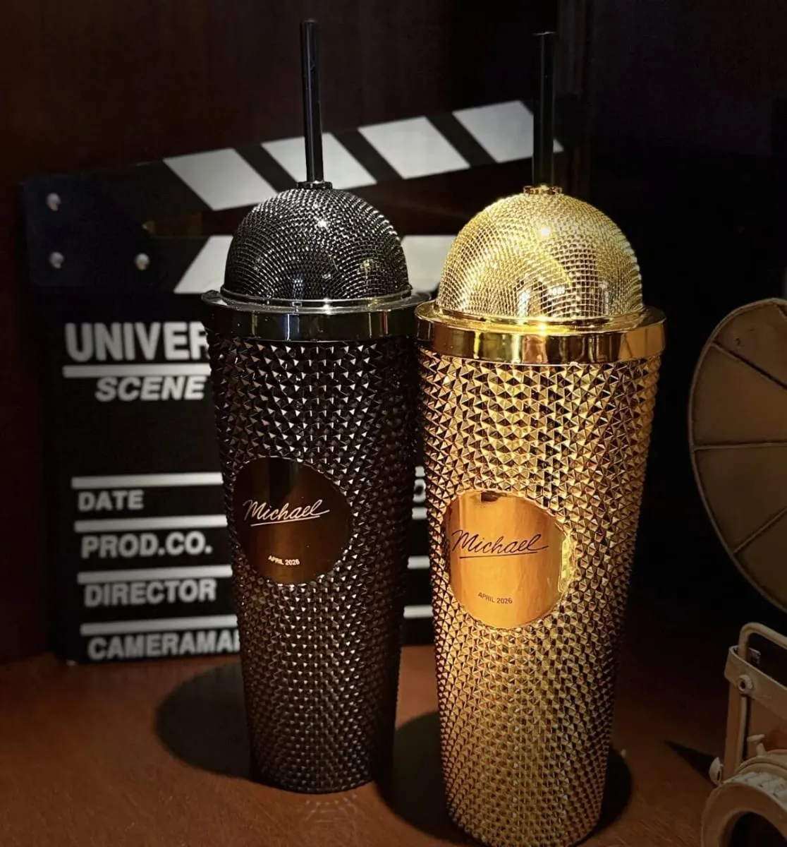In Stock Official Michael Jackson Superstar Road Movie Merchandise Microphone Cup Water Bottle Hat Shaped Popcorn Bucket