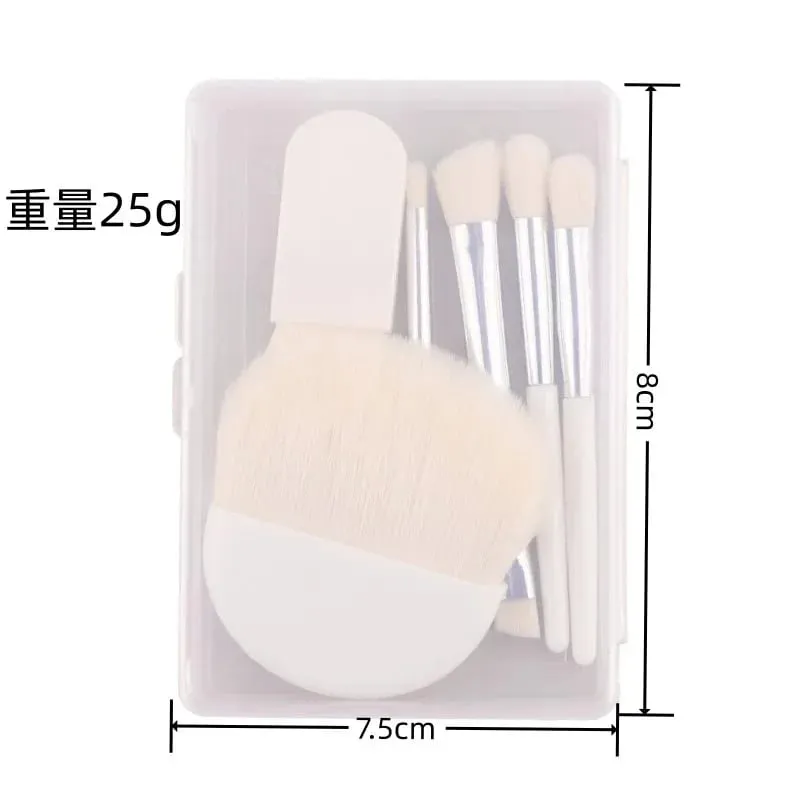 6Pcs Mini Travel Makeup Brushes Set with Clear Box Portable Cosmetic Powder Foundation Blush Blending Concealer Make Up Brushes