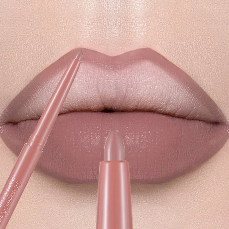 Matte Lip Liner Lipstick Pen Rotating Not Easy To Fade Rose Gold Lipliner Pencil Waterproof Non-Stick Cup Brown Lipliner Makeup