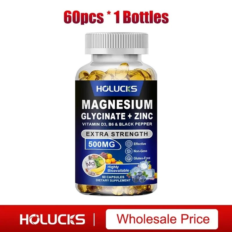 Magnesiumglycinaat en zinksupplement voor spiergewrichten Botenzymen en hartgezondheidsondersteuning Immuunontspanning Stemming