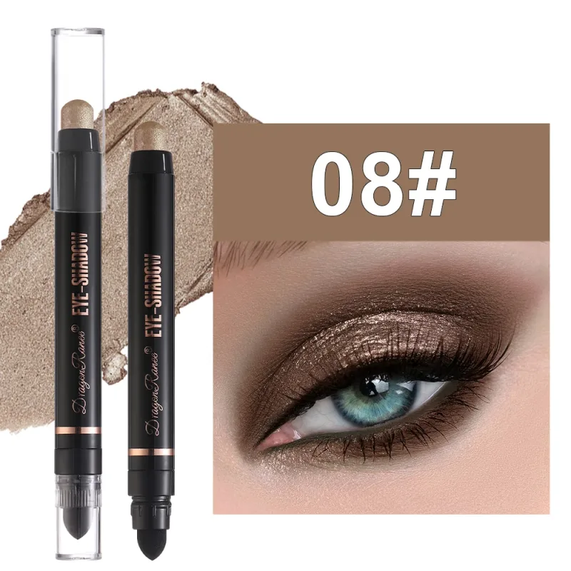 Double Head Pearlescent Eyeshadow Pencil Waterproof Glitter Metallic Blue Green Eye Shadow Makeup Pigment White Eyes Highlighter