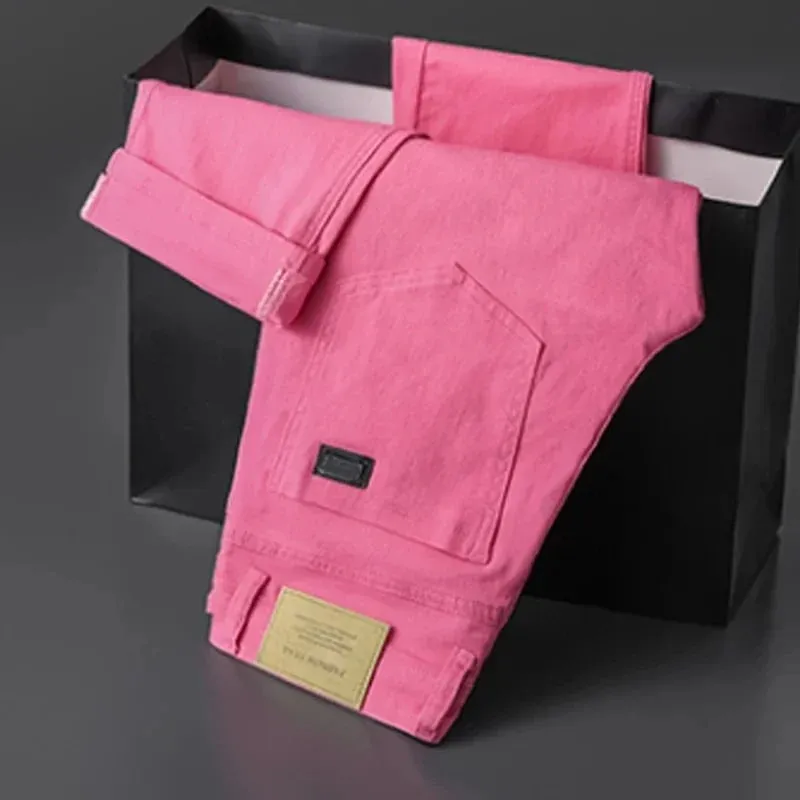 Pantaloni di jeans elasticizzati casual da lavoro dritti alla moda Pantaloni di marca maschile 5 colori Taglie forti Abbigliamento da uomo Jeans slim 28-44