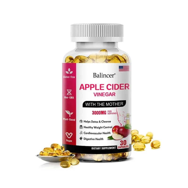 Balincer Apple Cider Vinegar Capsules Pagsusunog ng Taba ng Appetite Suppressant Malusog na Pagbabawas ng Timbang Cleanse Vitamin Supplement