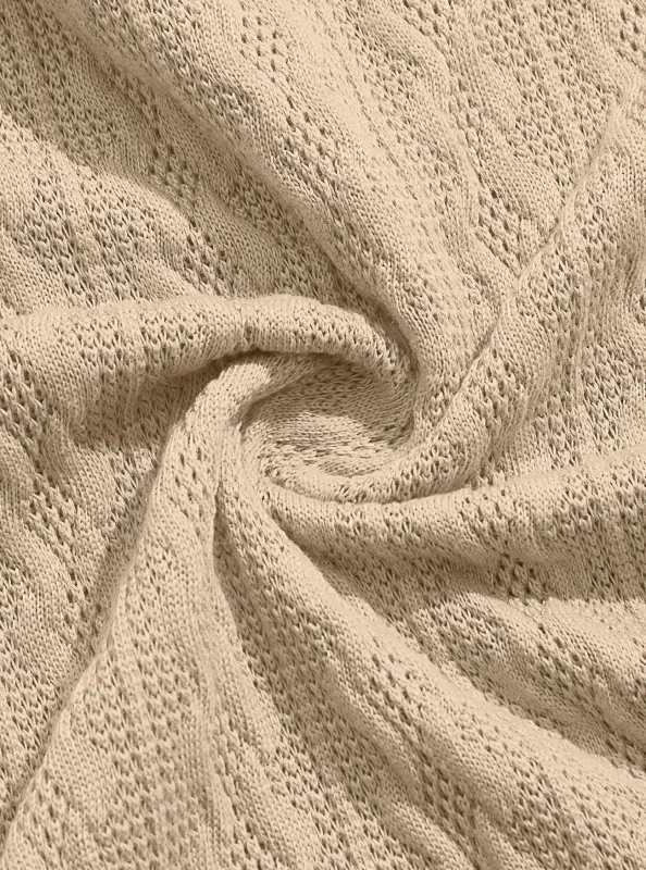 Men Thin Cable Knit Hooded Sweatshirt Drawstring Hood Kangaroo Pocket Long Sleeve Loose Casual Pullover Autumn Daily Street Tops