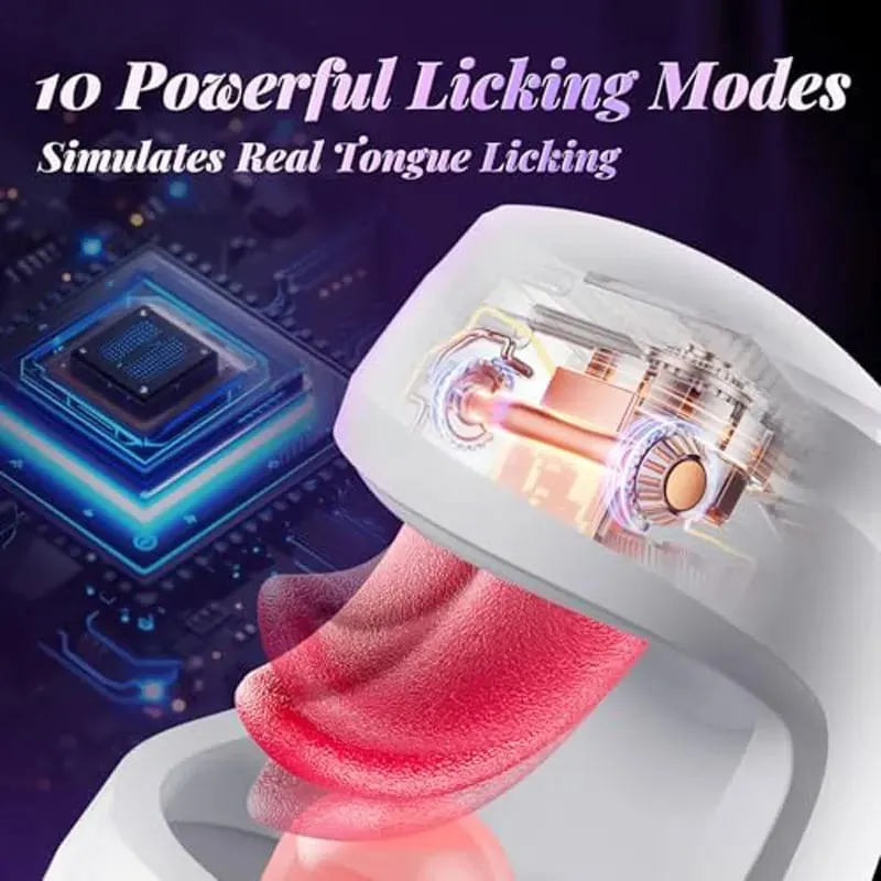Tongue Licking Male Masturbator 10 Thrusting Blowjob Sex Machine Stroker for Glans Training Sex Toys for Men Pleasure