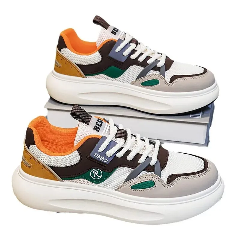 Free Shipping Sports Mens Shoes Height Increasing Thick Sole Vulcanized Sneakers Fashion Casual Lace Up Anti SlipOutdoor Walking