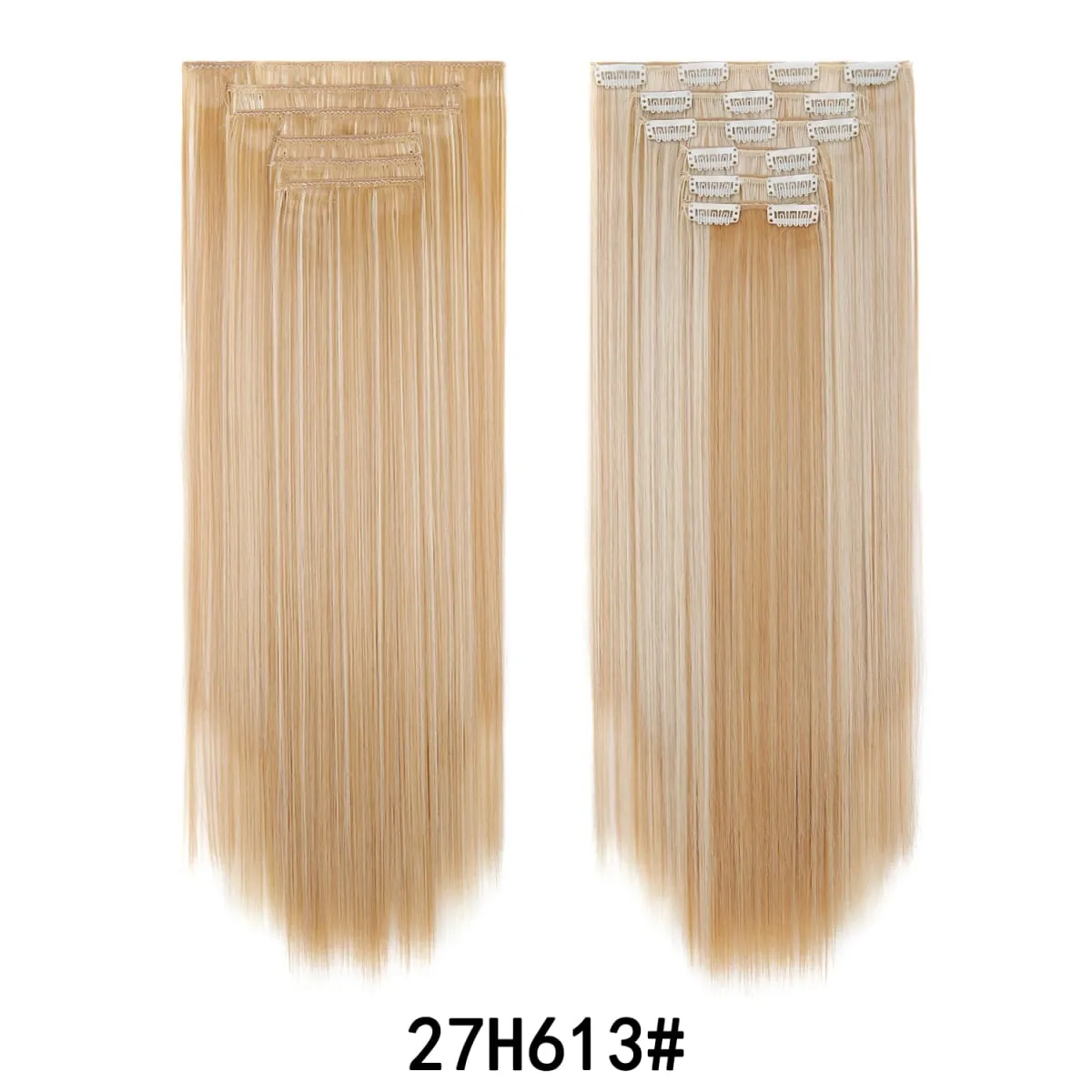 Jeedou Jeedou 6Pcs Clip In Straight Hair Extensions 60cm Long Synthetic Hair Pieces With 16 Clips Heat Resistant Hair For Women