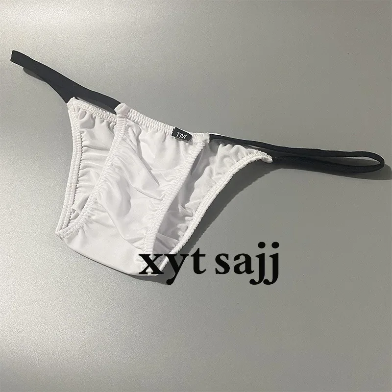 Slim Fit Color Block Thin Strap Triangle Underwear for Men Low Rise Breathable Soft Fabric Daily Male Briefs