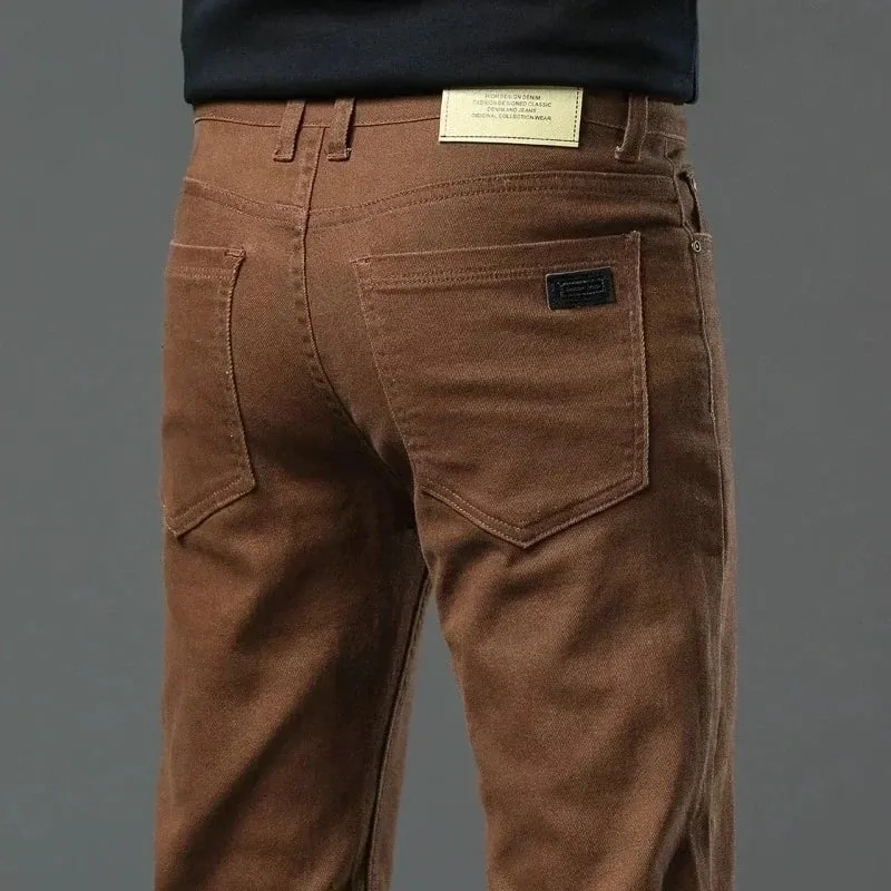 Pantaloni di jeans elasticizzati casual da lavoro dritti alla moda Pantaloni di marca maschile 5 colori Taglie forti Abbigliamento da uomo Jeans slim 28-44