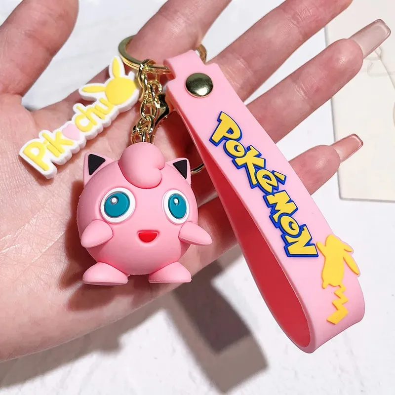 40 Style Wholesale Anime Pokémon Pikachu Eveen Keychain Cartoon Cute Charizard Keyring Student Backpack Car Key Chain Toys Gifts