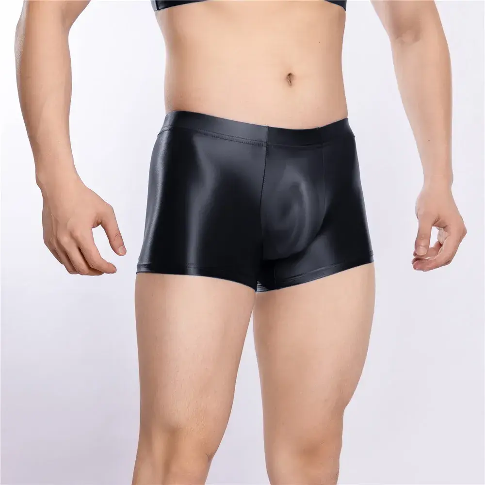 Sexy Men Hot Short Panties U Bulge Pouch Boxer Oil Shiny Glossy Smooth Lingerie Candy Color Underwear Breathable Briefs