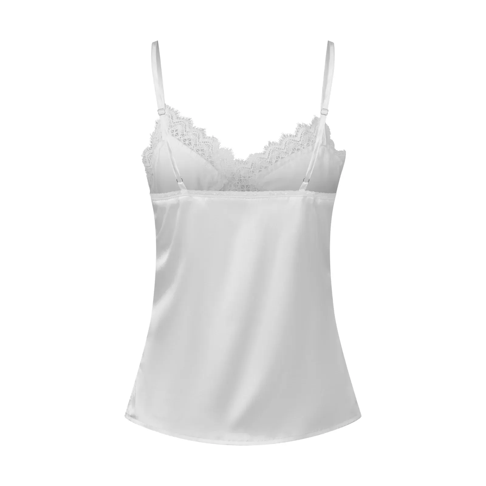 Womens Satin Lace Floral Cami V Neck Silk Camisole Tops Spaghetti Strap Lace Trim Silky Tank Tops Layering Camisoles