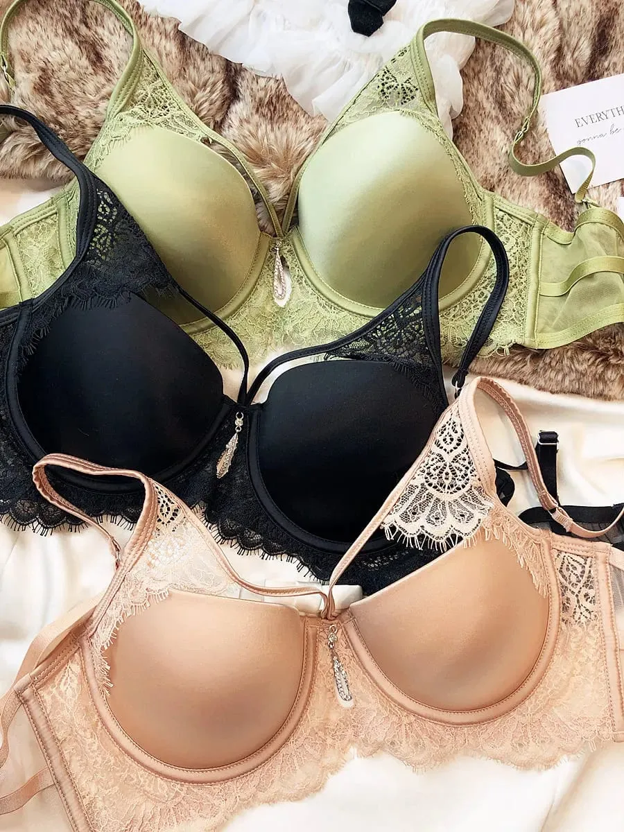 Sexy Hollow Push Up Bra Set Seamless Glossiness Comfort Women Underwear Classic Bandage Design Temptation Bras and Panties Sets