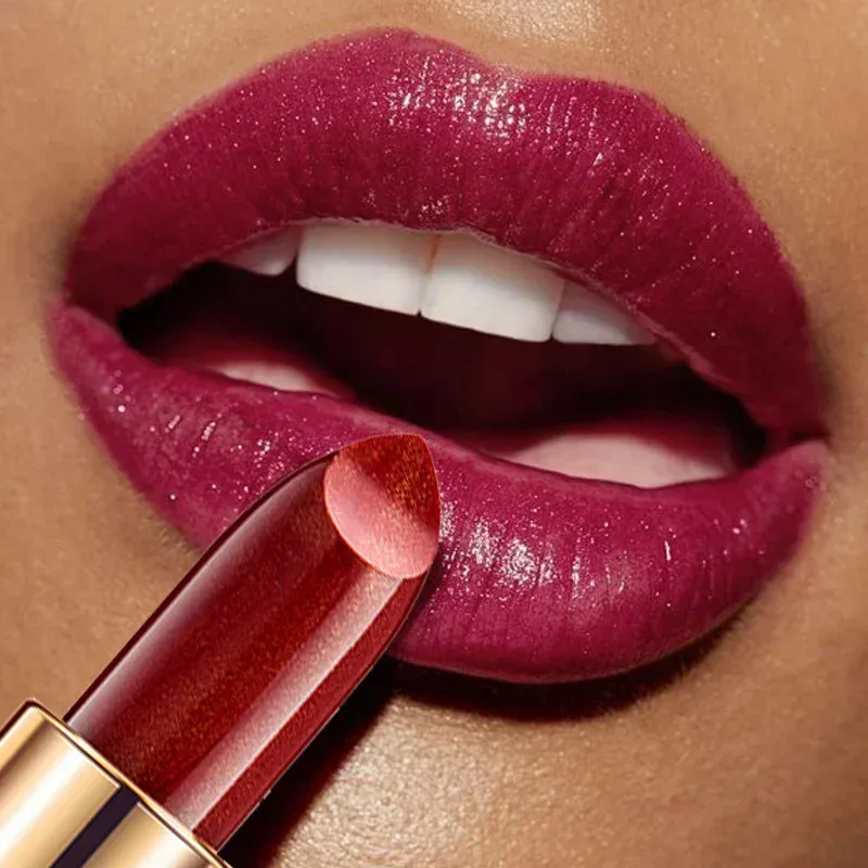 Brand Professional Lips Makeup Waterproof Shimmer Long Lasting Pigment Nude Pink Mermaid Shimmer Lipstick Luxury Makeup Cosmetic — image 6
