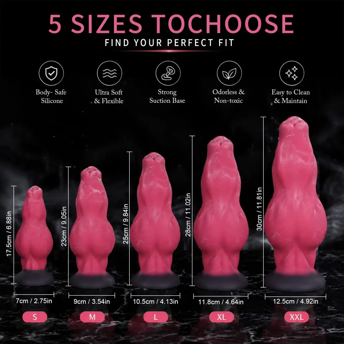 Silicone Dog Knot Dildo with Suction Cup Big Anal Plug Long Anal Beads Butt Plug Gay Sex Toy for Women Men Prostate Massager