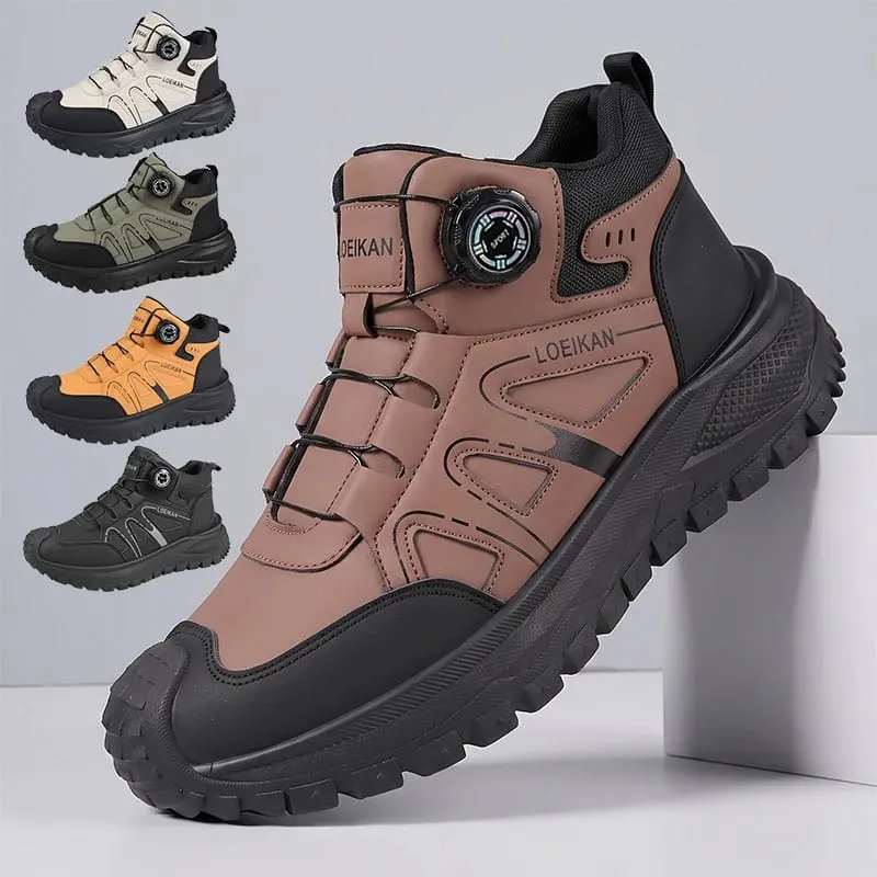 Unisex High‑top Casual Sneakers Rotary Buckle Slip‑on Thick Sole Fashion Daily Walking Shoes for Men Women