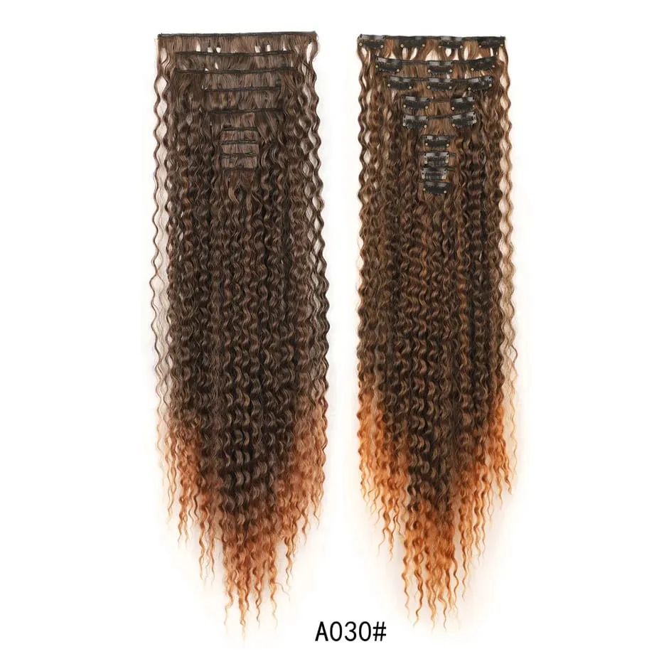 9pcs Clip in Hair Extensions 22 Inch Curly Wavy Hair Extension Loose Long Soft Synthetic Hairpieces for Women Daily Hairstyle