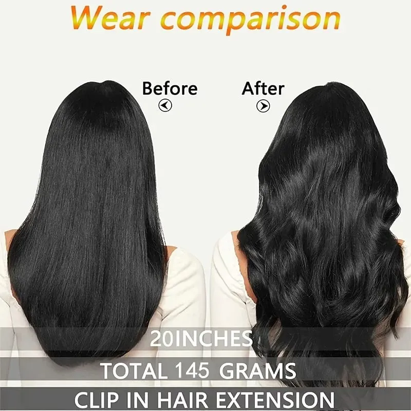 20Inch Synthetic Long Curly Clip In Hair Extensions Heat Resistant Fluffy Hairpiece for Women Daily Party Use