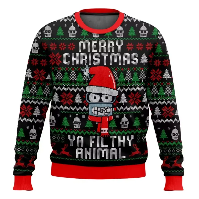 New 2026 Merry Christmas Santa Claus 3D Printed Christmas Sweater Holiday Merry Christmas Autumn Round Neck Pullovers Sweatshirt