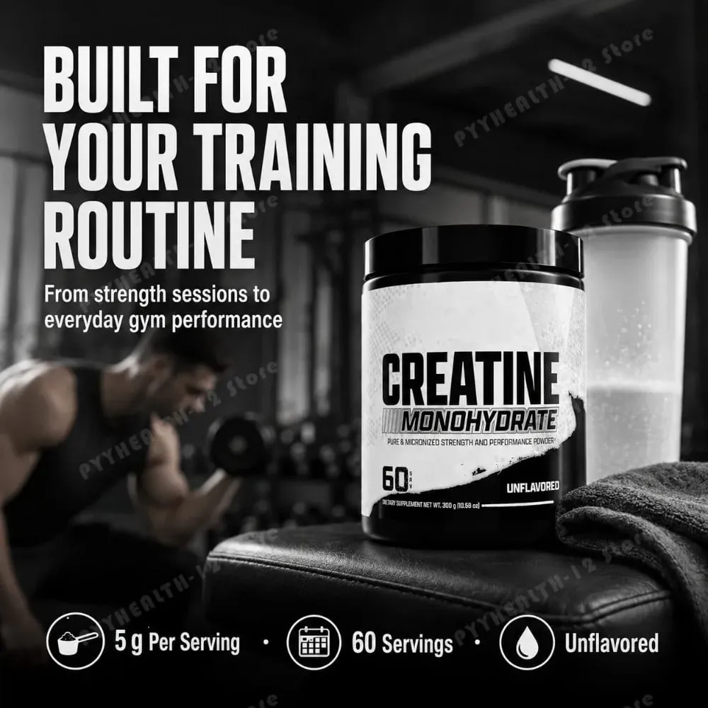 Creatine Monohydrate Powder 300g 60 Servings Micronized Unflavored Easy to Mix Strength Performance Muscle Growth Supplement