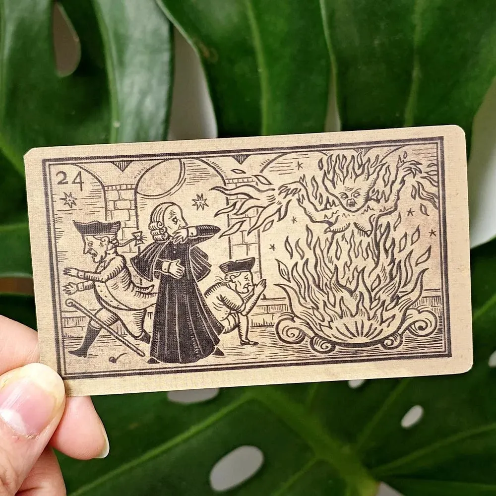 Mildred Payne's Oracle 10.3*6cm of Black Enchantment 52 Pcs Black Line Imagery Woodblock Style Cards