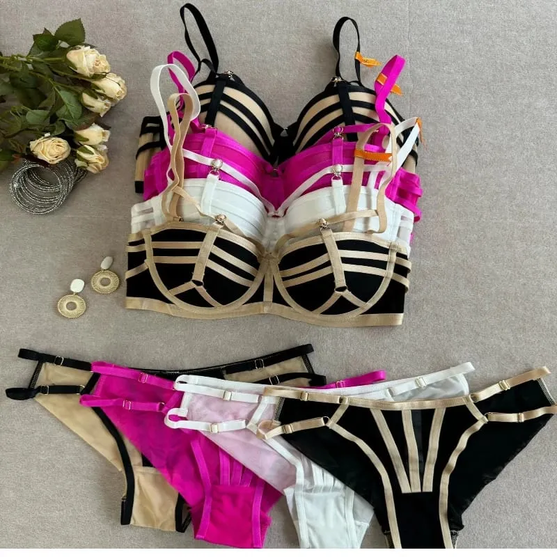 European Fashion Ladies Lingerie Set Push Up Lift Support Bra Soft Underwire Strappy Style Smooths Side Bulge Comfort Daily Wear