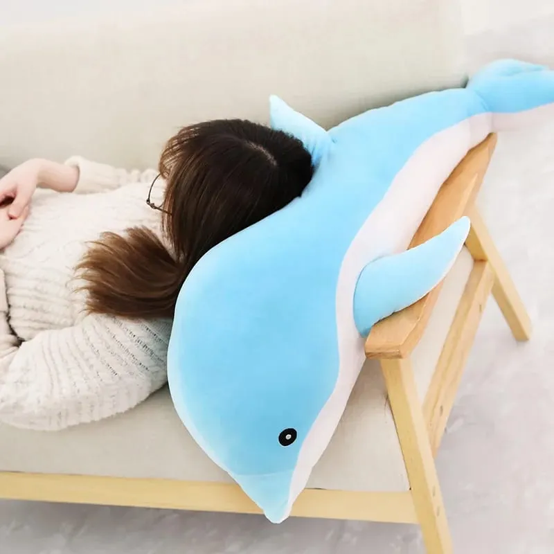 Children Dolphin Pillow Doll Sleeping On Bed Girl Doll Birthday Gift Ocean World Plush Toy for Kids Large Doll Peluches Gifit